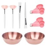 8 Pcs Face Mask Mixing Bowl Set - Esthetician Supplies, DIY Facemask Mixing Tool, Facial Mask Applicator Brushes Kit, 2 Rose Gold Facial Bowls, 2 Facial Fan Brushes, 2 Flat Brushes, 2 Measuring Spoons - Image 2