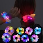8 Pcs LED Scrunchies for Women - Scrunchy, Light Up Scrunchies for Girls, Colorful Yarn Hair Tie Multi Light Modes, Glow in the Dark Hair Accessories for Christmas Rave Party (#01) - Image 2