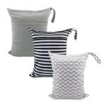 ALVABABY 3pcs Baby Cloth Diaper Wet Dry Bags Waterproof Reusable with Two Pockets Travel Beach Pool Daycare Soiled Baby Items Yoga Gym Bag for Swimsuits or Wet Clothes M Size 3L-ZM01 - Image 2