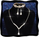 Aukmla Bridal Wedding Jewelry Set Rhinestone Necklace Earrings Bracelet Sets Crystal Prom Jewelry for Women and Brides - Image 2