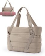 BAGSMART Tote Bag for Women with Zipper and Yoga Mat Straps Quilted Gym Tote for Travel, Work, Sport - Image 2