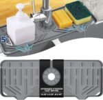 BFONS Silicone Faucet Handle Drip Catcher Drying Tray Mat Dish Soap Sponge Holder Accessories Gadgets for Kitchen Counter Bathroom Kitchen Sink Splash Guard -Grey - Image 2