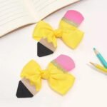 Back to school hair bows for girls, pencil bow clips alligator hairpins barrettes for kids uniform decor accessories gift - Image 2