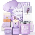 Birthday Gifts for Women Lavender Spa Gift Basket for Women Self Care Relaxing Bath Set Purple Gifts Inspirational Gift for Mom Wife Her Female Sister Teacher Nurse Friends Employee Coworker Spa Gifts - Image 2