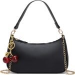 Black Shoulder Bag for Women Cute Hobo Cherry Purse Retro Clutch Underarm Handbag with Removable Straps - Image 2