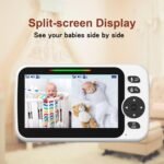 Blemil Baby Monitor with 2 Cameras and Audio 30-Hour Battery, 5" Large Split-Screen Video Baby Monitor with Camera and Audio, 3500mAh Battery, Remote Pan/Tilt/Zoom Camera, Two-Way Talk, Night Vision - Image 2