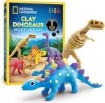 Blue Marble National Geographic Creative Dinosaur Kit with Clay - 5 Dinosaurs to Model with Air-Drying Clay, Skeletons, Tool and Moving Eyes - Image 2