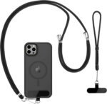 CACOE Cell Phone Lanyard 2 Pcs-1 Pcs Adjustable Neck Strap,1 Pcs Wrist Strap, 2 Pcs Pads, Universal Crossbody, Multifuctional Compatible with Most Smartphones(Black) - Image 2