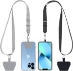 CACOE Phone Lanyard 2 Pack-2× Adjustable Neck Strap,2× Phone Patches,Universal Cell Phone Multifuctional Patch Lanyards Compatible with Most Smartphones(Black+Gray) - Image 2