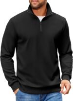 COOFANDY Mens Quarter Zip Pullover Sweatshirts Lightweight Long Sleeve Mock Neck Sweater Polo - Image 2