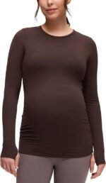 CRZ YOGA Butterluxe Maternity Crewneck Long Sleeve Shirts - Athletic Yoga Casual Pregnancy Womens Tee Tops Basic Layer Soft - Image 2