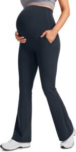 CRZ YOGA Butterluxe Maternity Flare Leggings Pockets 31'' - Workout Yoga Bootcut Pregnancy Womens Pants Over The Belly - Image 2