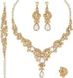 CSY Elegant Crystal Necklace Earrings Bracelet Ring Bridal Wedding Party Costume Jewelry Sets for Brides Women - Image 2