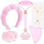 Chanaco Spa Headband and Wristbands for Women Gua Sha & Jade Roller Facial Tools Skincare Headband for Washing Face Makeup Fash Wash Hairband Teen Girl Trendy Stuff - Image 2