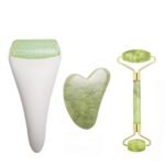 Chikoni 3 in 1 Ficial Face Ice Jade Roller and Gua Sha Tool, Natural Real Jade Anti-Wrinkle Face Eye Neck Massager Tool, Reduce Wrinkles, Puffiness, Migraine, Redness, Pain and Injury - Image 2