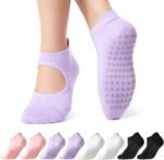 CoolMate Pilates Socks with Grips for Women, Yoga Socks, Crew Non Slip Women for Barre, Pilates Gifts for Women - Image 2