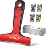 DIYSELF Razor Blade Scraper, 1 Pack Scraper Tool with 10pcs 4-Inch Blades, Razor Scraper for Cleaning Glass, Window, Stove Top, Oven, Kitchen, Cooktop, Shower Door, Sticky Residue, Tile, Wallpaper - Image 2