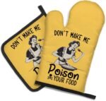 DYJYBMY Don't Make Me Poison Your Food Funny Oven Mitts and Pot Holder Set, Funny Vintage Lady Kitchen Gadgets for Women, Housewarming Gifts for Chef Friend, Hostess Baking Gifts for Mom Sister BFF - Image 2