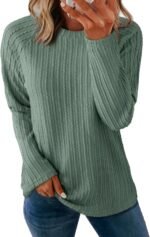 Dokotoo Womens Tops Long Sleeve Lightweight Shirts 2026 Spring Fashion Clothing Trendy Tops Crewneck Knit Basic Tee - Image 2