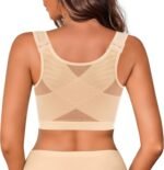 Front Closure Posture Corrector Wireless Bra Back Support Comfy Unlined Bras Full Coverage Bra with Nipple Covers - Image 2