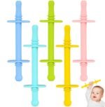 Fu Store Hollow Teether Tube Chew Straw Toy for Infant Toddlers Silicone Tubes Teething Toys for Babies 3-12 Months BPA Free/Freezable/Dishwasher and Refrigerator Safe (5 Pack) - Image 2