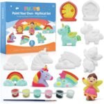 Funto Paint Your Own Unicorn Painting Kit, Arts and Crafts Set, STEAM Project Creative Activity DIY Toys, with 6 Figurines, 6 Paint Pots, 1 Brush - Image 2