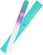 Glass Nail File with Case, Czech Glass Fingernail Files, Manicure Nail File for Natural Nails, Expert Precision Filing + Smooth Finish - Bona Fide Beauty Premium Nail Filer (Pastel Aqua Violet) - Image 2