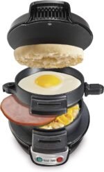 Hamilton Beach Breakfast Sandwich Maker with Egg Cooker Ring, Customize Ingredients, Perfect for English Muffins, Croissants, Mini Waffles, Perfect White Elephant Gifts, Black (25477) - Image 2