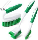 Holikme Cleaning Brush Set for Household Use, Scrub Brush, Kitchen Brush, Tile Lines Brush for Bathroom, Floor, Tub, Shower and Kitchen Surface (Green) - Image 2