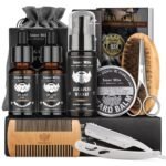 Isner Mile Beard Grooming Kit for Men Care: with Beard Wash - Oil - Balm - Brush - Comb & Straight Razor, Mens Birthday Christmas Stocking Stuffers Valentines Day Gifts for Him Boyfriend Dad Husband - Image 2