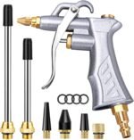JASTIND Industrial Air Blow Gun with Brass Adjustable Air Flow Nozzle and 2 Steel Extension, Pneumatic Air Compressor Accessory Tool Dust Cleaning and Blower Gun - Image 2