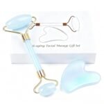 Jade roller and gua sha, facial roller, women's skincare tool, self-care gift, face, eye, neck massager, relieves fine lines and wrinkles, aventurine, opal, rose quartz - Image 2