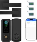 Keyless Entry Door Lock with Handle Set,Smart Front Door Lock with Keypad Set,Keyless Entry Digital Deadbolt,Smart Deadbolt with Auto Lock,App Control, Matte Black - Image 2
