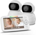 Kidsneed 5" Split Screen Baby Monitor with 2 HD 720P Cameras and Audio - No WiFi,Long Battery Life, Night Vision, Remote Pan& Tilt& Zoom，Two-Way Talk, Lullabies, Thermal Monitor, 1000ft Range（510FV2） - Image 2