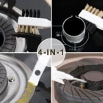 Kitchen Stove Cleaning Brush + Scraper Tool Set, Brass Wire Brushes for Range Hood Grease Grime, Rust Cleaner Heavy Duty Stainless Steel Putty Scraper for Gas Burners Cooktop Pot Pan - Image 2