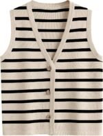 LILLUSORY Vest Tops for Women 2026 Summer Outfits Striped Sweaters Button Up Casual Blouses Jacket Fashion Clothes - Image 2