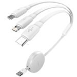 LISEN Multi Charging Cable, 3 in 1 Charging Cable, Retractable Car Charger with Type C/L/Micro USB Ports for iPhone 16 15 14 Pro Max/Samsung Galaxy S25/PS/Kindle, Multi Chargers for All Devices, White - Image 2