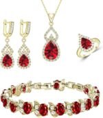 LMXXVJ Women Jewelry Set Platinum Plated Necklace Open Ring Earrings Bracelet Set,Birthday/Anniversary Mother’s Day Jewelry Gifts for Mom/Wife/Sister/Best Friend - Image 2