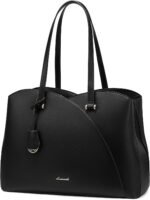 LOVEVOOK Laptop Tote Bag for Women, Work Bags Laptop Bag Teacher Tote Bag, Leather Computer Bag Large Purses Handbag Professional Briefcase, Black, Fits 15.6 Inch Laptop, Black - Image 2