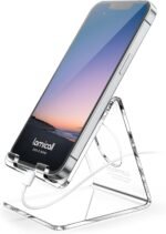 Lamicall Cell Phone Stand, Desk Accessories - Clear Office Cell Phone Holder, Acrylic Phone Stand, Desktop, Acrylic Office Desk Decor Accessories, Suitable for iPhone, 4-8'' Phone, Gifts - Image 2