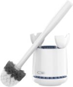 MR.SIGA Toilet Bowl Brush and Holder, Premium Quality, with Solid Handle and Durable Bristles for Bathroom Cleaning, White, 1 Pack - Image 2