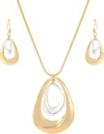 Madison Tyler Gold Plated Jewelry Set for Women | Silver Teardrop Pendant Necklace Trendy | Long Necklace with Snake Chain | Fashion Dangle Earring Set - Image 2