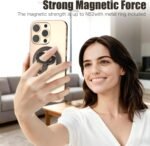 Magnetic Phone Ring for MagSafe Grip [Dual-Sided Magnetic] [Super Magnet] [Magnet Phone Stand Grip Compatible with Car Mounts] Mag Safe Accessory for iPhone 17/16/15/14/13 Pro Max Plus, Grey - Image 2
