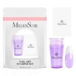 MelodySusie French Nail Stamper, Nail Stamper Kit 2PCS, Silicone Nail Stamp with a Scraper, Nail Stamper Tool for French Manicure DIY Home Nail Design Salon, Purple - Image 2