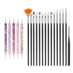 Nail Art Brushes Set, 20pcs Nail Design Painting Brushes, Professional Nail Art Design Brushes, Nail Fine Liner Brushes, Black - Image 2