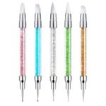 Nail Art Sculpture Pen, 5Pcs Dual Tipped Dotting Pen and Silicone Nail Tools for Resin, Silicone Brushes, Acrylic Pen, Nail Art Brushes, Nail Foil Carving Drawing Effect Shaping Drawing - Image 2