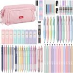 Nicpro 78 PCS Aesthetic School Supplies with Cute Pen Case, 12 Pastel Highlighters, 12 Color & Black Ink Gel Pens, 10 Mechanical Pencils 0.5, 0.7, 0.9, 2.0 mm, 6 Multicolor Pen for Student Stationary - Image 2