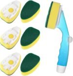 Non Scratch Dishwand Refills Handle, Dish Wand Refill Pack, 6 Heavy Duty Replacement Sponge Heads Set, Soap Dispenser Scrubbers, Dishwashing Scrub Dispensing Brush Pads, Dishwasher Cleaning Tool kit - Image 2