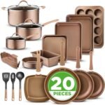 Nutrichef 20 Piece Professional Home Kitchen Cookware and Bakeware, Pots and Pans Set Non Stick Kitchenware, Cool-Touch Handles, Non Toxic, Safe for Gas, Electric, Induction Cooktops, Easy Clean - Image 2