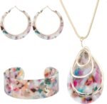 ORAZIO Acrylic Jewelry Set for Women Statement Boho Resin Earrings Necklace Bracelet - Image 2